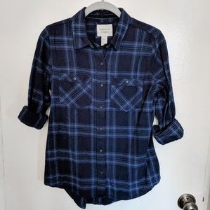 Forever 21 Navy Blue Plaid Flannel